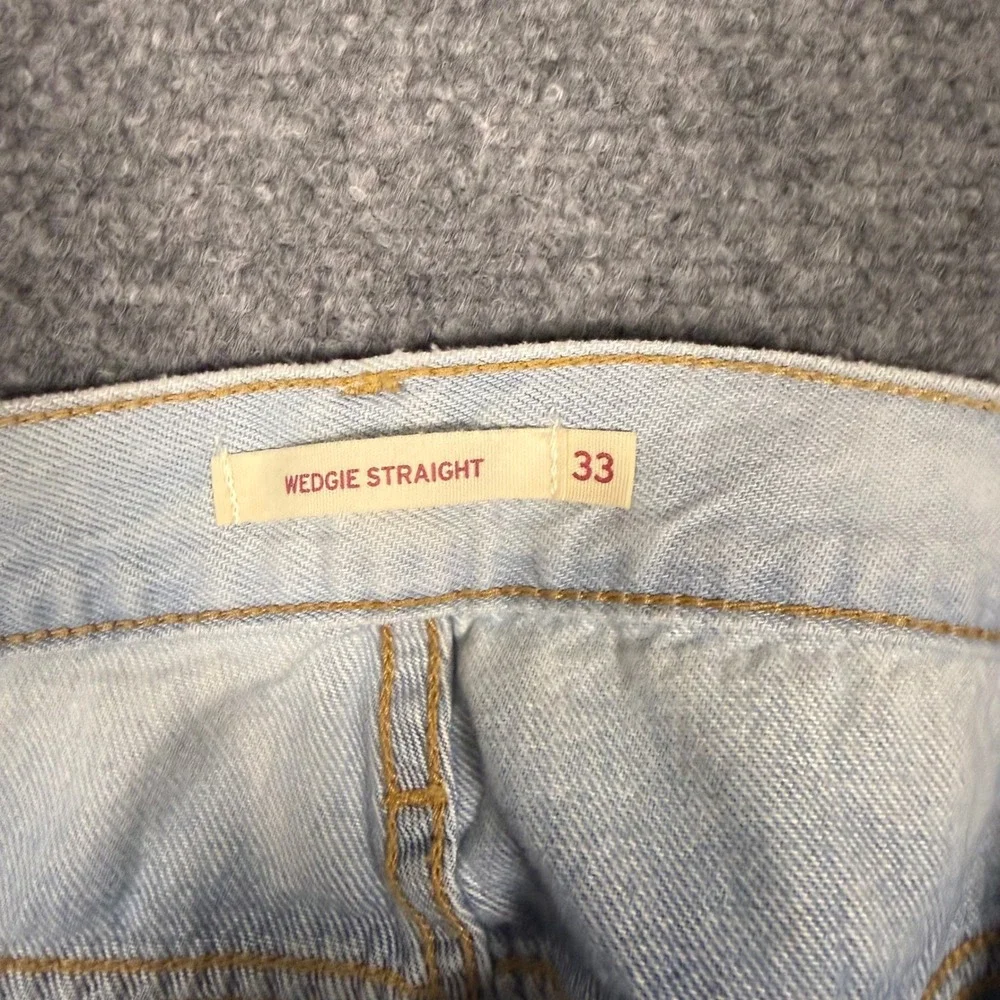 Levi's Wedgie Straight Jeans Men's 38x28 Blue Ombre Dip Dye Cotton Denim